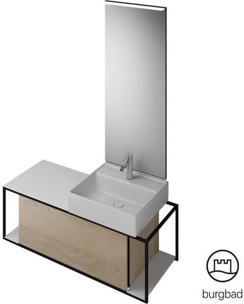 Burgbad Junit zestaw mebli łazienkowych umywalka ceramiczna z szafką pod umywalkę i z lustrem SFLF120RF3150C0001G0175