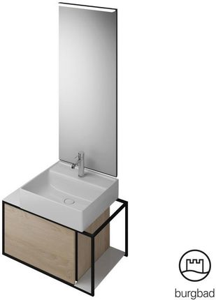 Burgbad Junit zestaw mebli łazienkowych umywalka ceramiczna z szafką pod umywalkę i z lustrem SFLF076RF3150C0001G0175