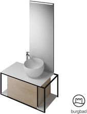 Burgbad Junit zestaw mebli łazienkowych umywalka odlew mineralny z szafką pod umywalkę i lustrem SFLG090RF3150C0039G0175