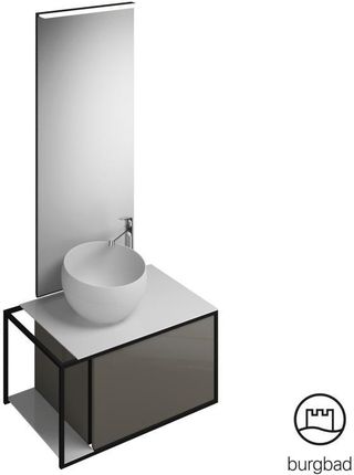 Burgbad Junit zestaw mebli łazienkowych umywalka odlew mineralny z szafką pod umywalkę i lustrem SFLG076LF3149C0039G0175