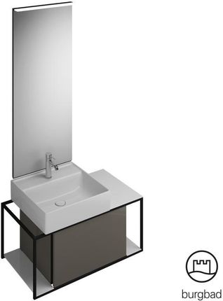 Burgbad Junit zestaw mebli łazienkowych umywalka ceramiczna z szafką pod umywalkę i z lustrem SFLF090LF3149C0001G0175