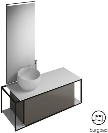 Burgbad Junit zestaw mebli łazienkowych umywalka odlew mineralny z szafką pod umywalkę i lustrem SFLG120LF3149C0039G0175