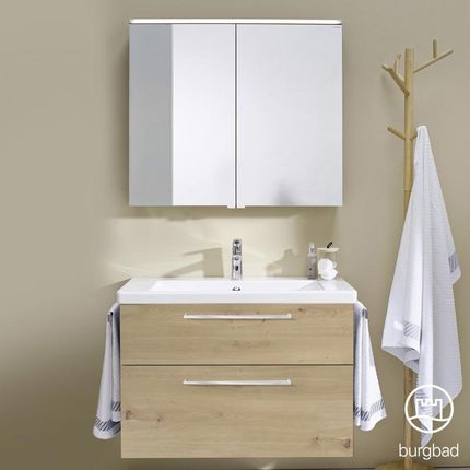 Burgbad Eqio zestaw mebli łazienkowych 1 umywalka z szafką pod umywalkę i szafka z lustrem SFAN093F5662C0001P95