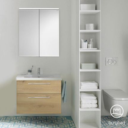 Burgbad Eqio zestaw mebli łazienkowych 1 umywalka z szafką pod umywalkę i szafka z lustrem SFAN083F5662C0001P95