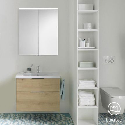 Burgbad Eqio zestaw mebli łazienkowych 1 umywalka z szafką pod umywalkę i szafka z lustrem SFAN083F5662C0001G0200
