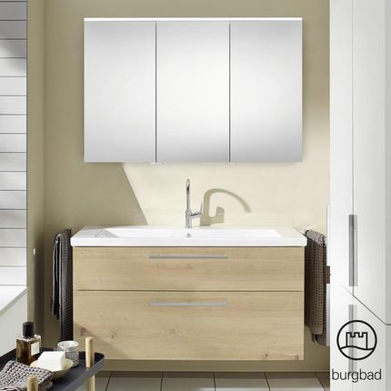 Burgbad Eqio zestaw mebli łazienkowych 3 umywalka z szafką pod umywalkę i szafka z lustrem SFAN123LF5662C0001P95