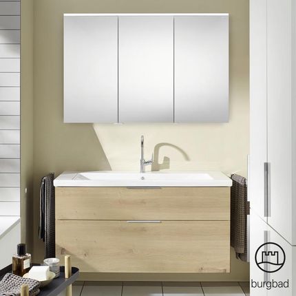 Burgbad Eqio zestaw mebli łazienkowych 3 umywalka z szafką pod umywalkę i szafka z lustrem SFAN123LF5662C0001G0146