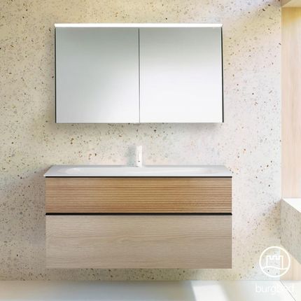 Burgbad Fiumo zestaw mebli łazienkowych umywalka z szafką pod umywalkę i szafka z lustrem SFXV122F3959FOT52C0001G0200
