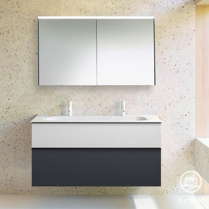Burgbad Fiumo zestaw mebli łazienkowych podwójna umywalka z szafką pod umywalkę i szafka z lustrem SFXW122F3958FOT2C0001G0200