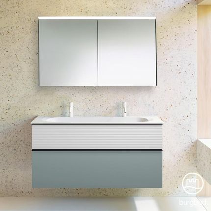 Burgbad Fiumo zestaw mebli łazienkowych podwójna umywalka z szafką pod umywalkę i szafka z lustrem SFXW122F3957FOT2C0001G0200