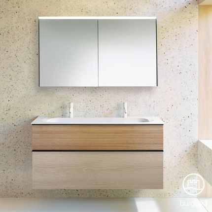Burgbad Fiumo zestaw mebli łazienkowych podwójna umywalka z szafką pod umywalkę i szafka z lustrem SFXW122F3959FOT52C0001G0200