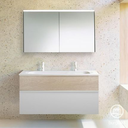 Burgbad Fiumo zestaw mebli łazienkowych podwójna umywalka z szafką pod umywalkę i szafka z lustrem SFXW122F3956FOT45C0001G0223