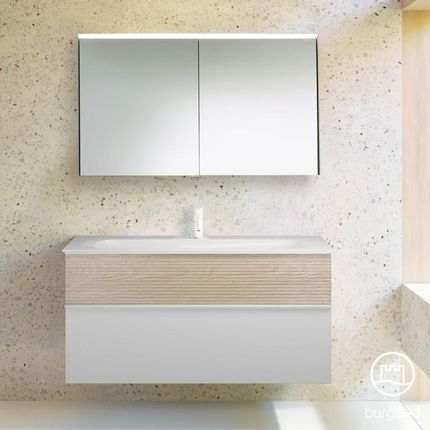 Burgbad Fiumo zestaw mebli łazienkowych umywalka z szafką pod umywalkę i szafka z lustrem SFXV122F3956FOT45C0001G0223