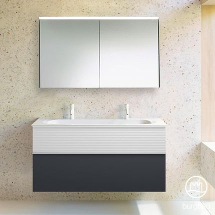 Burgbad Fiumo zestaw mebli łazienkowych podwójna umywalka z szafką pod umywalkę i szafka z lustrem SFXW122F3958FOT2C0001G0223
