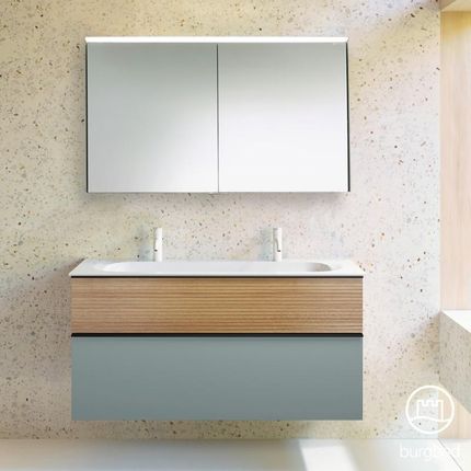 Burgbad Fiumo zestaw mebli łazienkowych podwójna umywalka z szafką pod umywalkę i szafka z lustrem SFXW122F3957FOT52C0001G0200