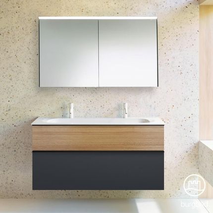 Burgbad Fiumo zestaw mebli łazienkowych podwójna umywalka z szafką pod umywalkę i szafka z lustrem SFXW122F3958FOT52C0001G0200