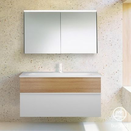 Burgbad Fiumo zestaw mebli łazienkowych umywalka z szafką pod umywalkę i szafka z lustrem SFXV122F3956FOT52C0001G0223