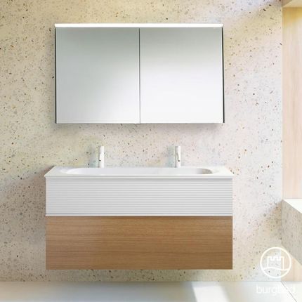 Burgbad Fiumo zestaw mebli łazienkowych podwójna umywalka z szafką pod umywalkę i szafka z lustrem SFXW122F3960FOT2C0001G0223