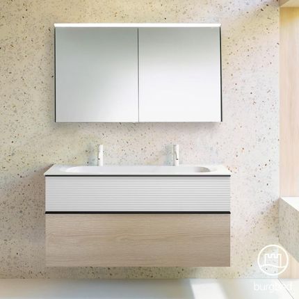 Burgbad Fiumo zestaw mebli łazienkowych podwójna umywalka z szafką pod umywalkę i szafka z lustrem SFXW122F3959FOT2C0001G0200