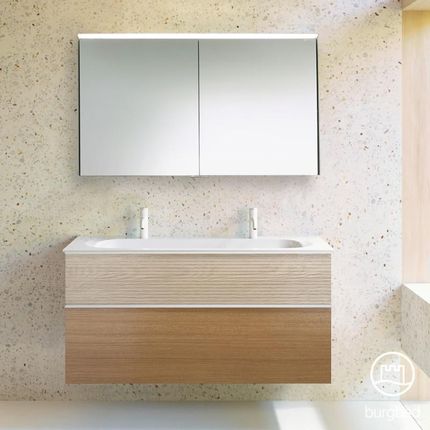Burgbad Fiumo zestaw mebli łazienkowych podwójna umywalka z szafką pod umywalkę i szafka z lustrem SFXW122F3960FOT45C0001G0223