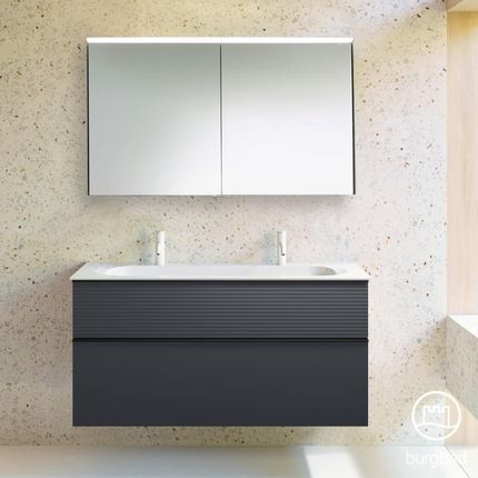 Burgbad Fiumo zestaw mebli łazienkowych podwójna umywalka z szafką pod umywalkę i szafka z lustrem SFXW122F3958C0001G0200