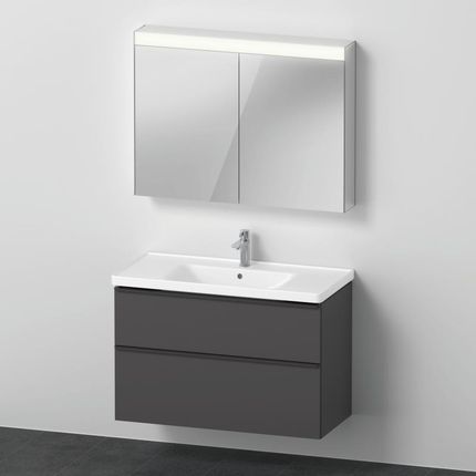 Duravit D-Neo umywalka szafka pod umywalkę i szafka z lustrem i oświetleniem DE011704949