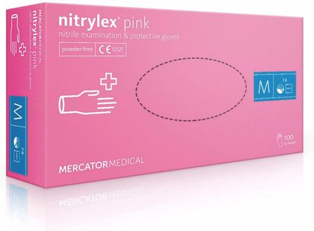 Mercator Medical Nitrylex Pink Rękawice Nitrylowe (Bezpudrowe) Różowe 100szt. L