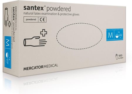 Mercator Medical Santex Powdered Lateksowe Pudrowane Rękawice Do Ciała 100szt. S