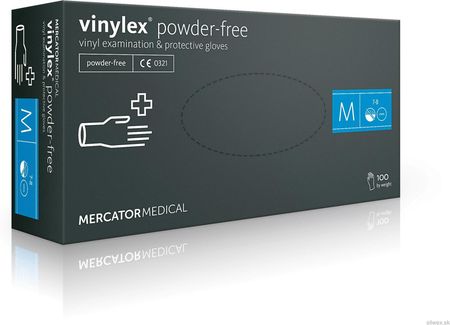 Mercator Medical Vinylex Powder Free Rękawice Winylowe (Bezpudrowe) Białe 100szt. L