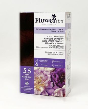 Flowertint Farba Do Włosów Jasny Mahoniowy Brąz 5.5 Kremowa Farba Trwały Kolor
