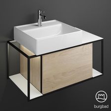 Burgbad Junit umywalka nablatowa z szafką z oświetleniem szer. 90 wys. 53 gł. 50 cm 1 szuflada umywalka lewa SFKQ090LF3150C0001G0175