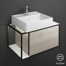 Burgbad Junit umywalka nablatowa z szafką z oświetleniem szer. 765 wys. 53 gł. 50 cm 1 szuflada umywalka lewa SFKQ076LF3151C0001G0175