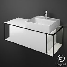 Burgbad Junit umywalka nablatowa z szafką z oświetleniem szer. 120 wys. 53 gł. 50 cm 1 szuflada umywalka prawa SFKQ120RF3148C0001G0175