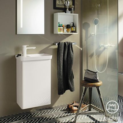 Burgbad Iveo umywalka toaletowa z szafką pod umywalkę z 1 drzwiami SFFZ044RF2833C0001