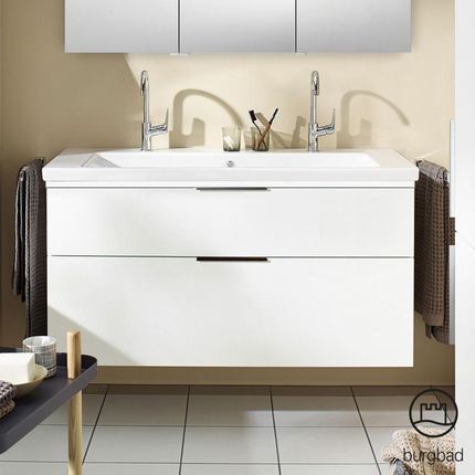 Burgbad Eqio podwójna umywalka z szafką podumywalkową z oświetleniem z 2 szufladami SEZB123F2009C0001G0200