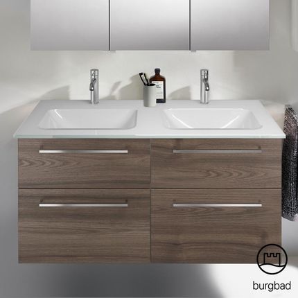 Burgbad Eqio podwójna umywalka z szafką pod umywalkę z 4 szufladami SEYY122F2012A0070P95