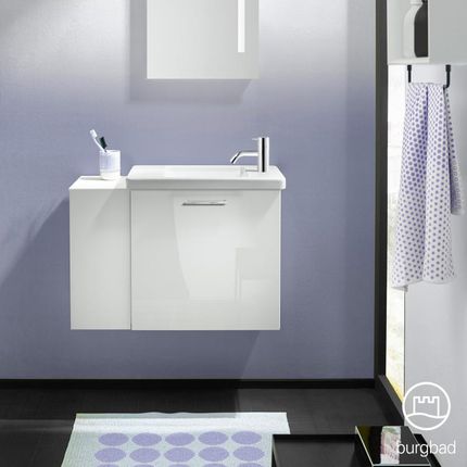 Burgbad Eqio umywalka toaletowa z szafką pod umywalkę z 1 klapą z otwartą półką SFPF071LF2009C0001P95