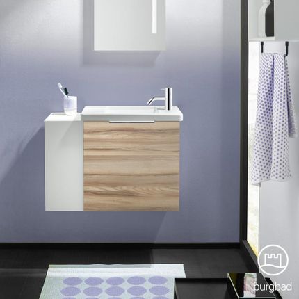 Burgbad Eqio umywalka toaletowa z szafką pod umywalkę z 1 klapą z otwartą półką SFPF071LF3437C0001G0146