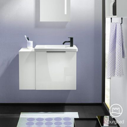 Burgbad Eqio umywalka toaletowa z szafką pod umywalkę z 1 klapą z otwartą półką SFPF071LF2009C0001G0200