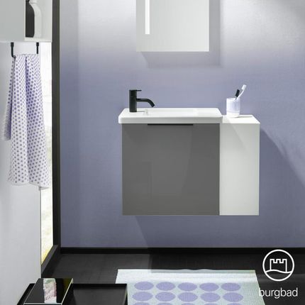 Burgbad Eqio umywalka toaletowa z szafką pod umywalkę z 1 klapą z otwartą półką SFPF071RF2010C0001G0200
