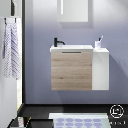 Burgbad Eqio umywalka toaletowa z szafką pod umywalkę z 1 klapą z otwartą półką SFPF071RF2632C0001G0200