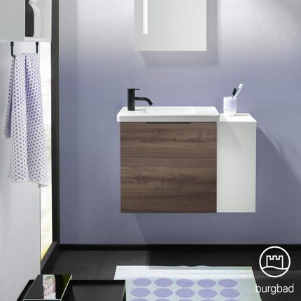 Burgbad Eqio umywalka toaletowa z szafką pod umywalkę z 1 klapą z otwartą półką SFPF071RF2012C0001G0200