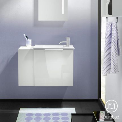 Burgbad Eqio umywalka toaletowa z szafką pod umywalkę z 1 klapą z otwartą półką SFPG071LF2009C0001G0146