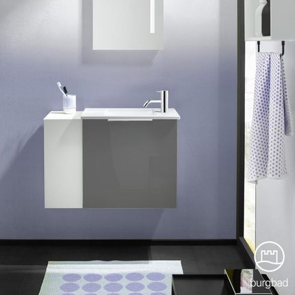 Burgbad Eqio umywalka toaletowa z szafką pod umywalkę z 1 klapą z otwartą półką SFPG071LF2010C0001G0146