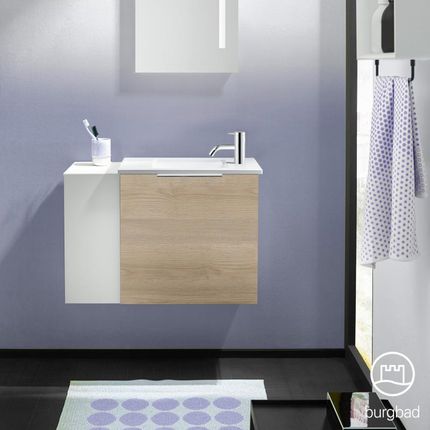 Burgbad Eqio umywalka toaletowa z szafką pod umywalkę z 1 klapą z otwartą półką SFPG071LF3180C0001G0146