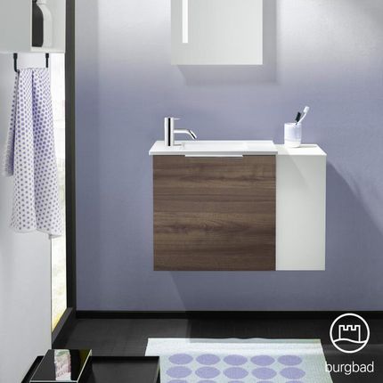 Burgbad Eqio umywalka toaletowa z szafką pod umywalkę z 1 klapą z otwartą półką SFPG071RF2012C0001G0146