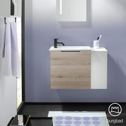Burgbad Eqio umywalka toaletowa z szafką pod umywalkę z 1 klapą z otwartą półką SFPG071RF2632C0001G0200