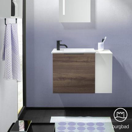 Burgbad Eqio umywalka toaletowa z szafką pod umywalkę z 1 klapą z otwartą półką SFPG071RF2012C0001G0200