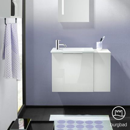Burgbad Eqio umywalka toaletowa z szafką pod umywalkę z 1 klapą z otwartą półką SFPH071RF2009A0070G0146