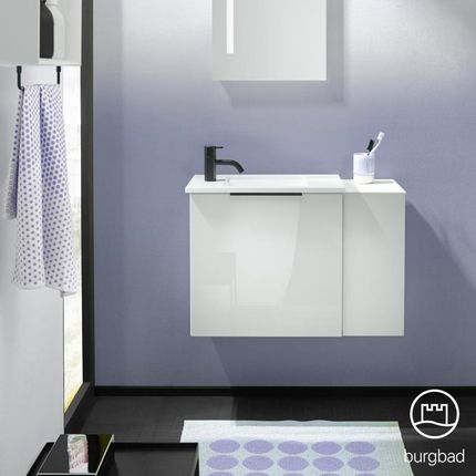 Burgbad Eqio umywalka toaletowa z szafką pod umywalkę z 1 klapą z otwartą półką SFPH071RF2009A0070G0200